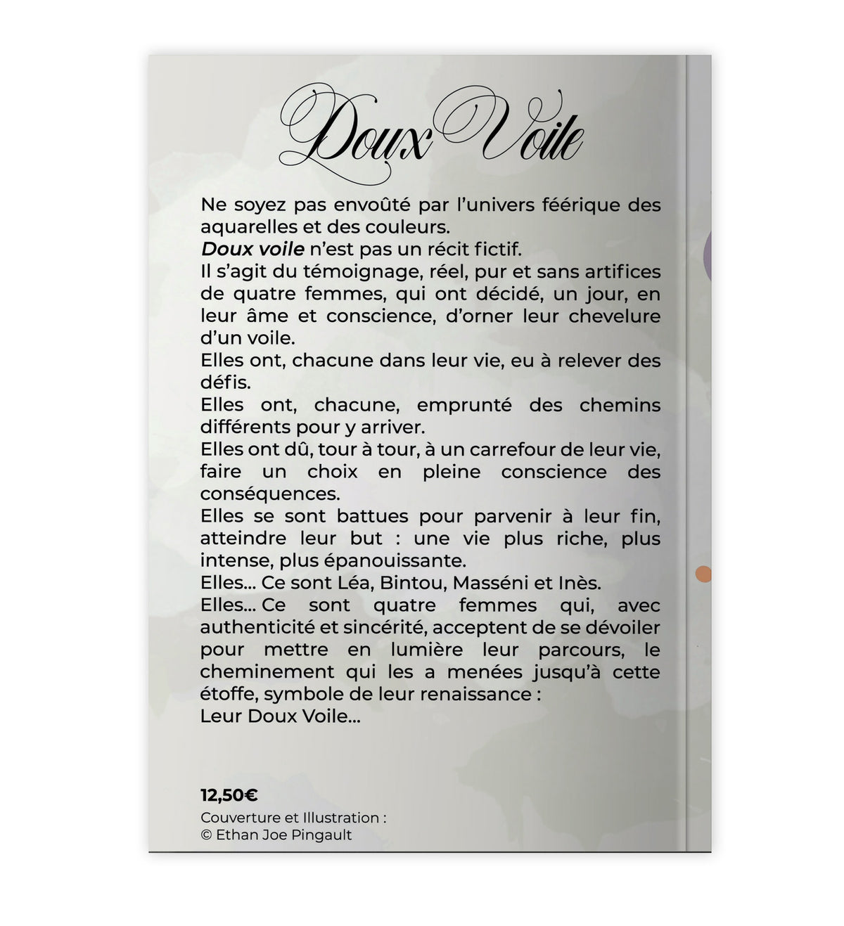 Livre Doux Voile d'Edition Nafsi avec couverture illustrée, illustrant le titre et le design de la page de garde.