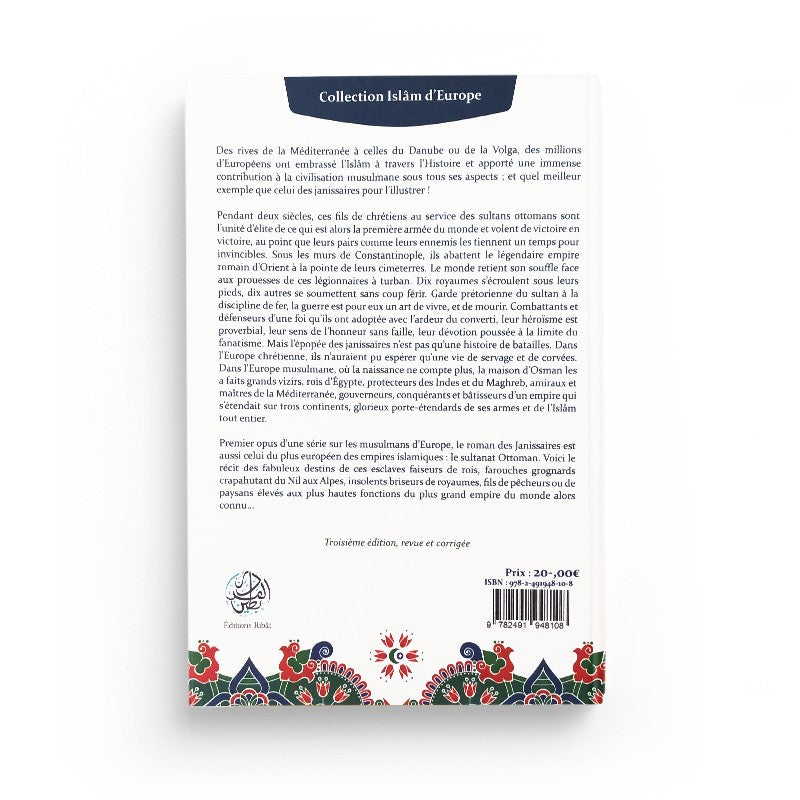 Livre "Le Roman des Janissaires" d'Issâ Meyer, 3ème édition, publié par Éditions Ribat, couverture avec titre et logo.