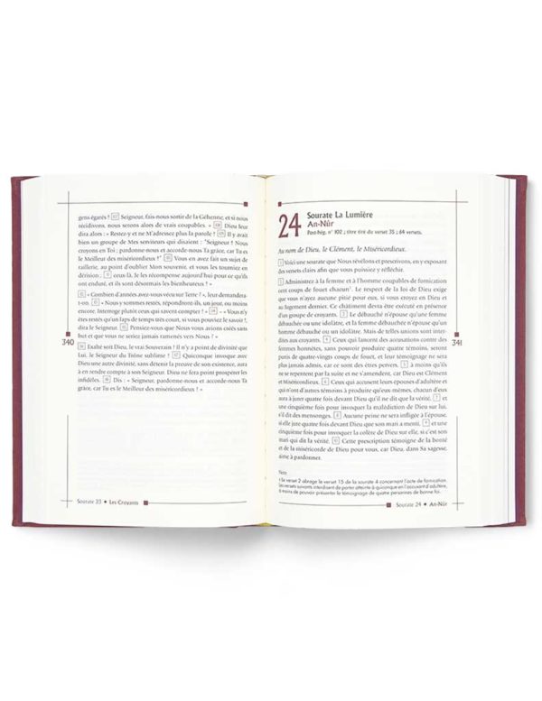 Coran en français, traduction de Mohamed Chiadmi, édition Tawhid, format 14x21 cm, couverture avec titre Noble Coran.