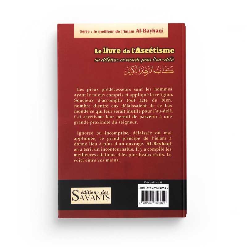 Livre de l'ascétisme d'Al Bayhaqi, Éditions des Savants, couverture illustrée avec titre en arabe et français.