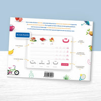 Cahier d'écriture Educatfal pour apprendre les lettres de l'alphabet arabe, avec pages illustrées pour la pratique de l'écriture.