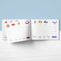 Cahier d'écriture pour apprendre l'alphabet arabe, par Educatfal, avec lettres arabes et lignes pour la pratique.
