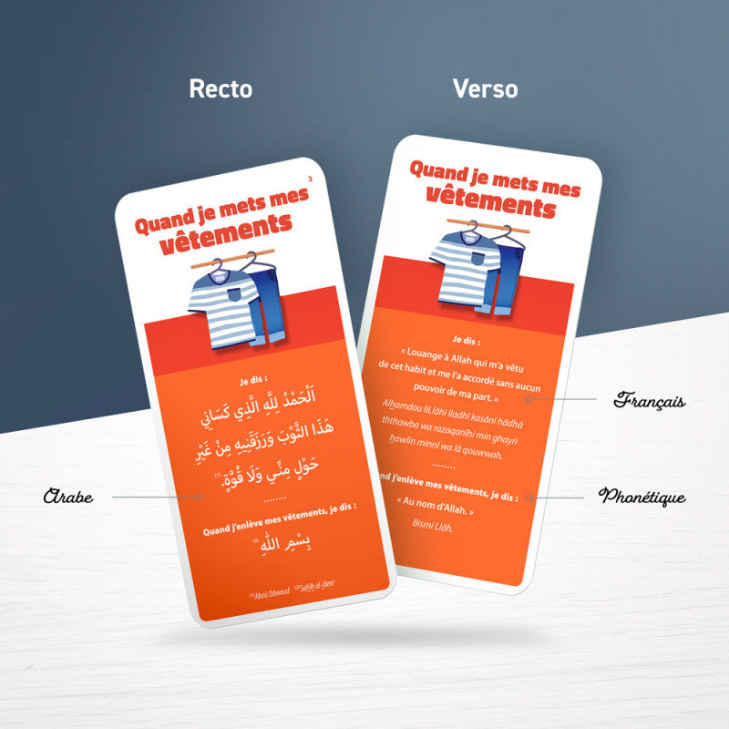 Jeux éducatif DOU’A POCKET d'Educatfal avec 50 cartes d'invocations quotidiennes en arabe, français et phonétique.