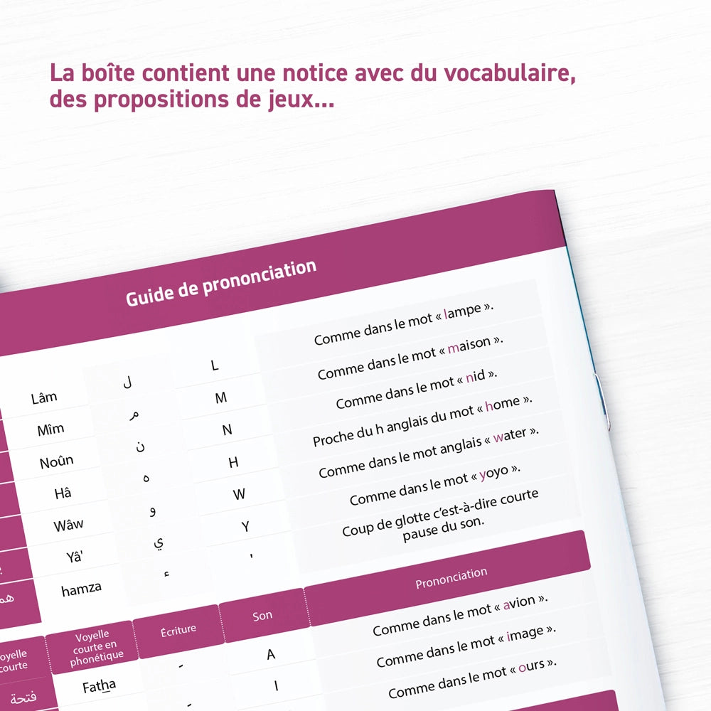 Jeu éducatif Educatfal "J’apprends l’alphabet arabe" avec cartes colorées pour apprendre l'alphabet arabe aux enfants.
