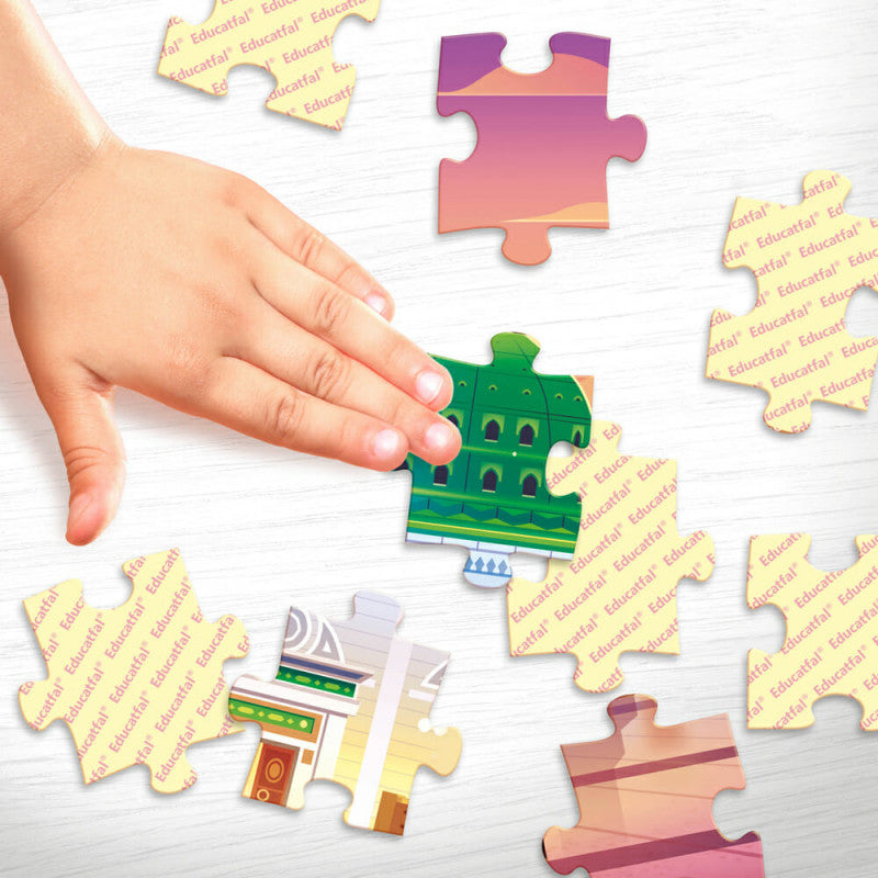 Puzzle éducatif Madinah de 56 pièces par Educatfal, illustration détaillée de la ville et de ses monuments.