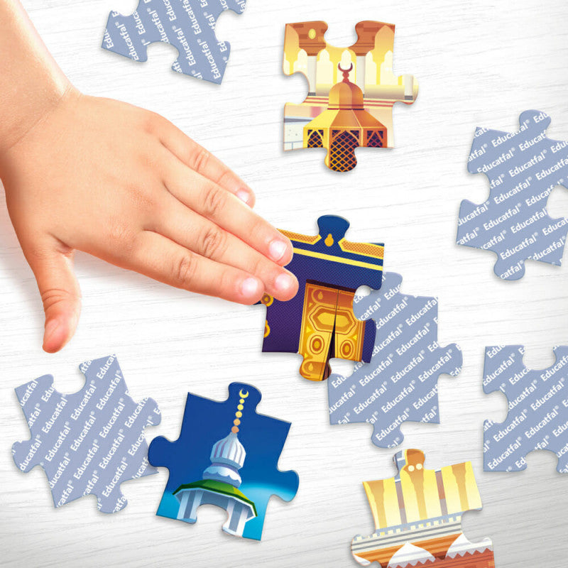 Puzzle éducatif Makkah Educatfal avec 56 pièces, illustration colorée de la ville sainte pour apprendre en s'amusant.