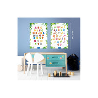 Deux grands posters éducatifs d'alphabets arabe et français avec deux planches de stickers, pour l'apprentissage bilingue.