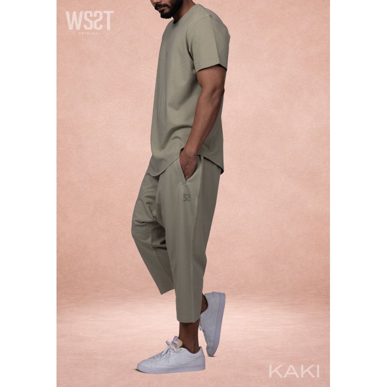 Ensemble homme WASSAT avec sarouel et tee-shirt 100% coton en noir, gris, vert, beige ou bleu ciel, vêtements décontractés.