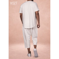 Ensemble homme WASSAT avec sarouel et tee-shirt en coton noir, gris, vert, beige ou bleu ciel, vêtements décontractés.