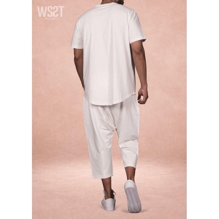 Ensemble homme WASSAT avec sarouel et tee-shirt en coton noir, gris, vert, beige ou bleu ciel, vêtements décontractés.