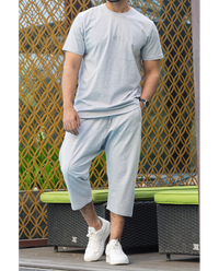 Ensemble sarouel et tee-shirt homme WASSAT en coton gris, confortable, look décontracté, vêtements homme tendance.