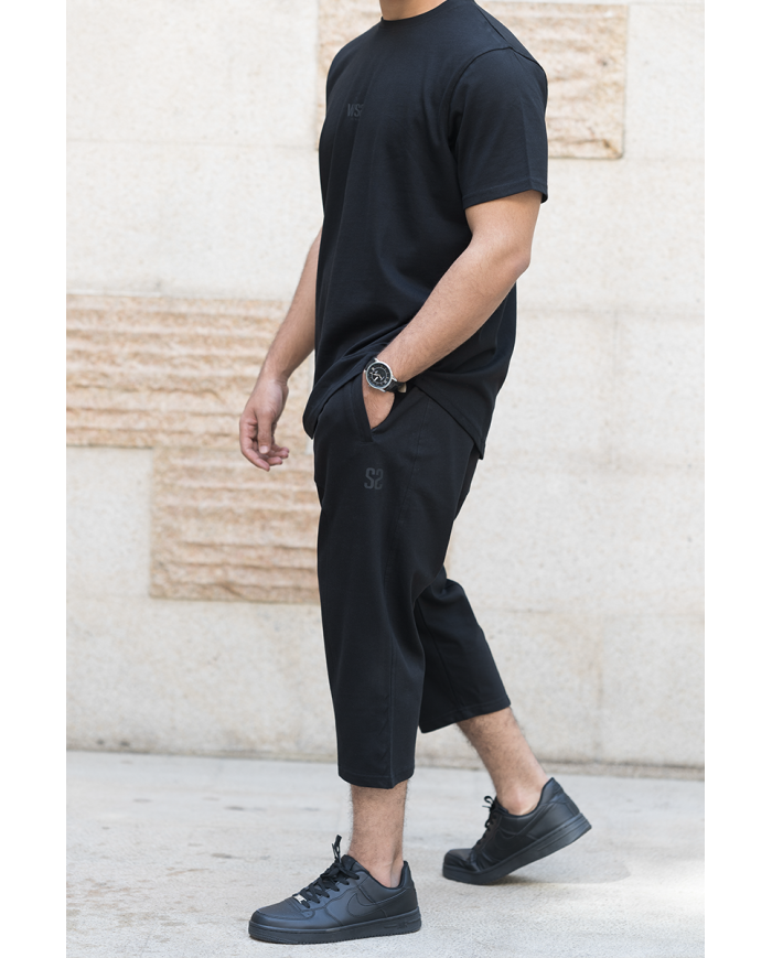 Ensemble sarouel et tee-shirt pour homme WASSAT en coton noir, gris, vert, beige ou bleu ciel, vêtements décontractés.