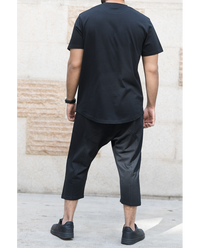 Ensemble homme WASSAT avec sarouel et tee-shirt en coton noir, gris, vert, beige ou bleu ciel, vêtements confortables et tendance.