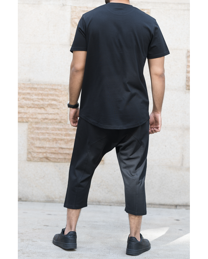 Ensemble homme WASSAT avec sarouel et tee-shirt en coton noir, gris, vert, beige ou bleu ciel, vêtements confortables et tendance.