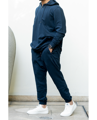 Ensemble sweat et pantalon sarouel homme Wassat en coton noir, bleu, kaki ou gris, vêtement confortable et décontracté.