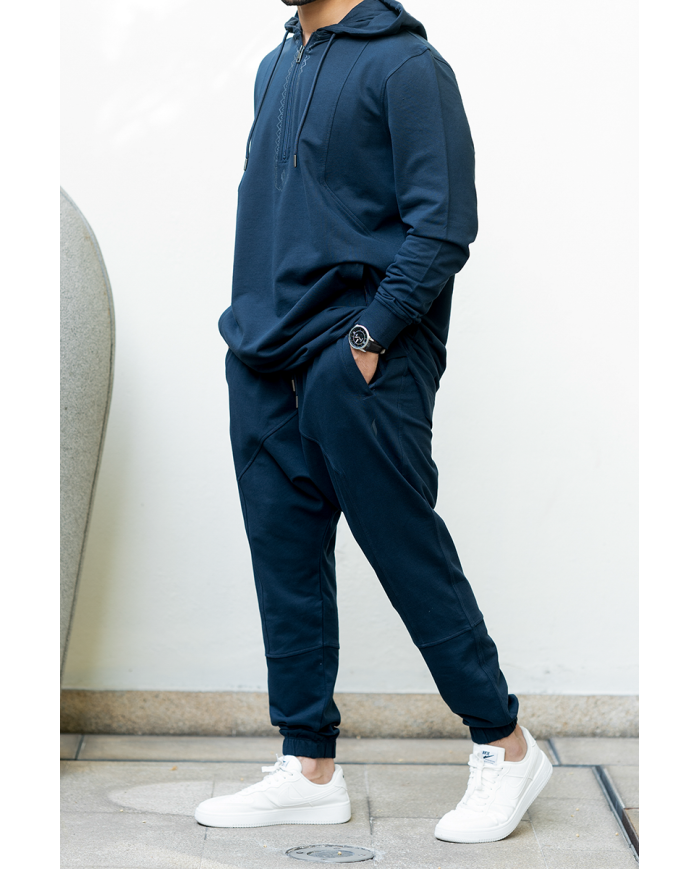 Ensemble sweat et pantalon sarouel homme Wassat en coton noir, bleu, kaki ou gris, vêtement confortable et décontracté.