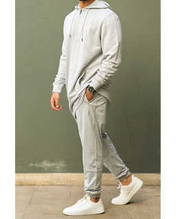 Ensemble sweat et pantalon sarouel pour homme Wassat en coton gris, confortable et décontracté, idéal pour le quotidien.