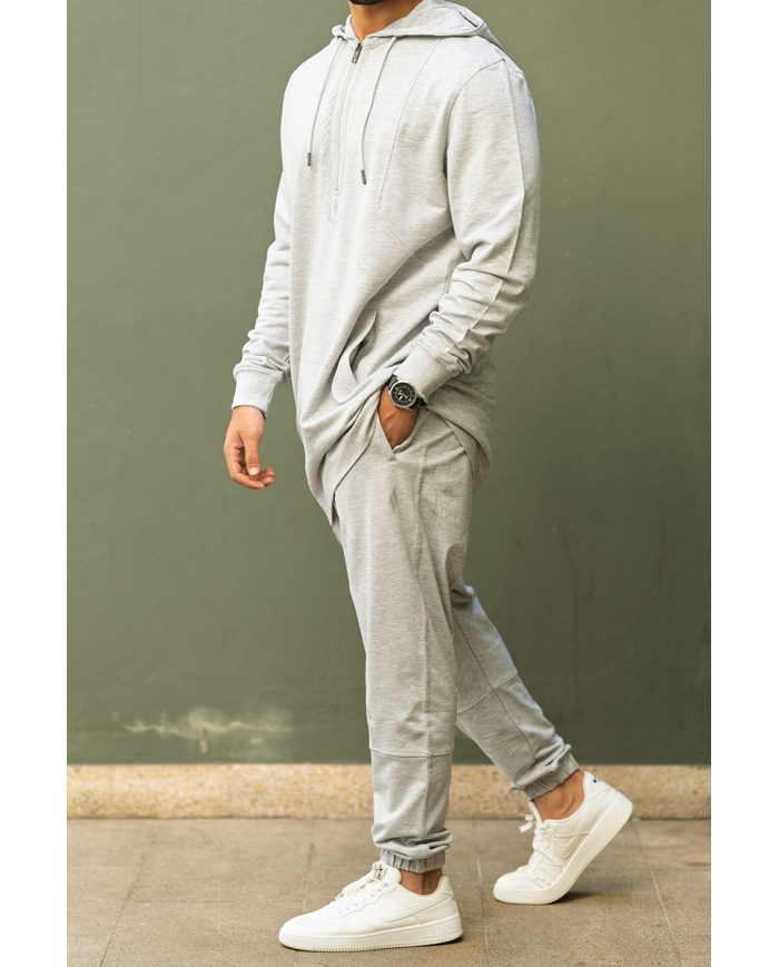 Ensemble sweat et pantalon sarouel pour homme Wassat en coton gris, confortable et décontracté, idéal pour le quotidien.