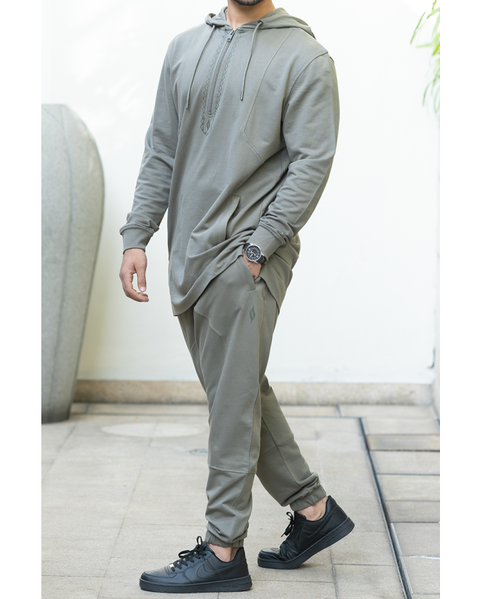 Ensemble sweat et pantalon sarouel pour homme Wassat en coton noir, bleu, kaki ou gris, vêtements homme confortables.