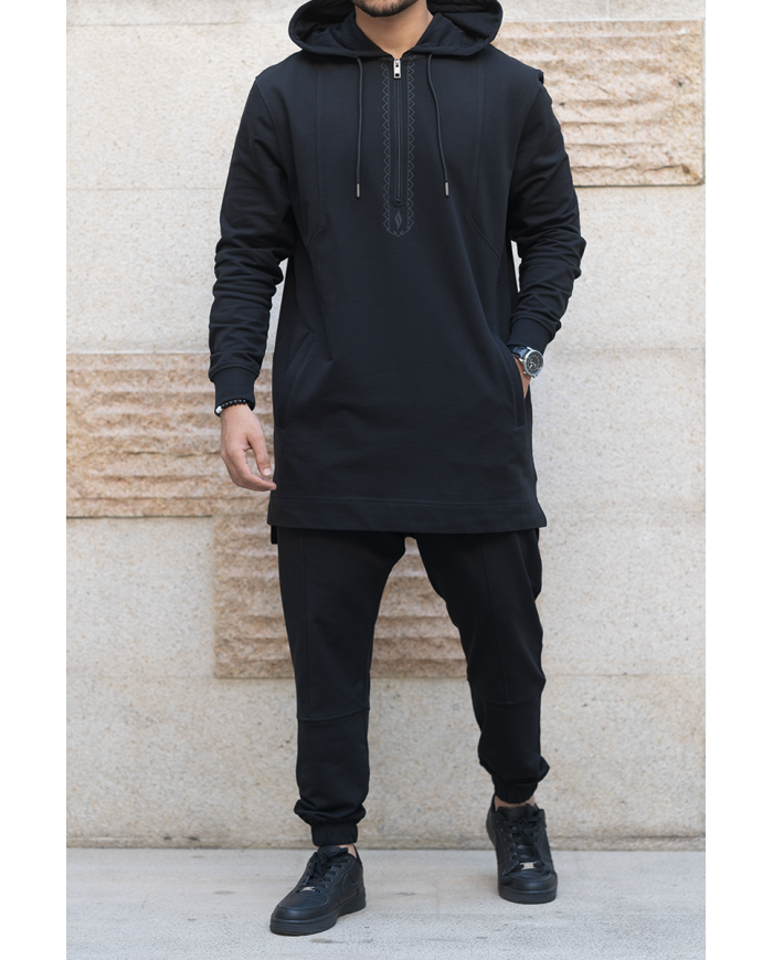 Ensemble sweat et pantalon sarouel pour homme Wassat en coton noir, bleu, kaki ou gris, vêtements confortables et tendance.