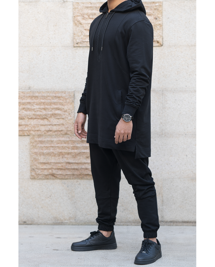 Ensemble sweat et pantalon sarouel pour homme Wassat en coton noir, bleu, kaki ou gris, mode confortable et décontractée.