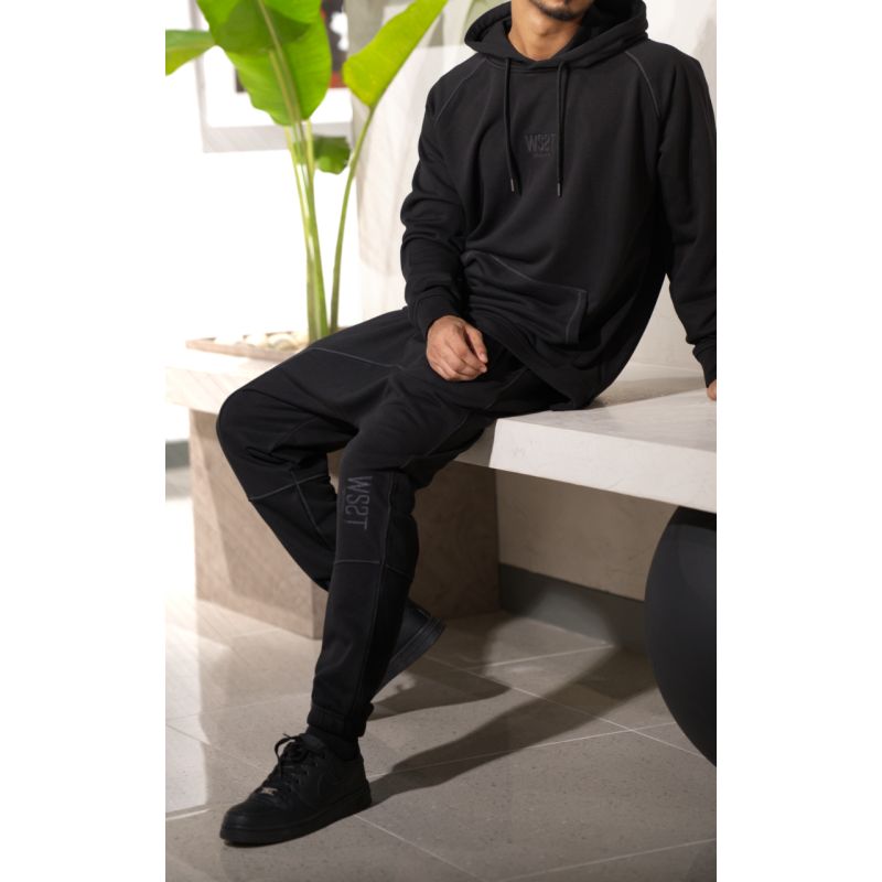 Ensemble Terry WASSAT porté, sweat à capuche et sarouel oversize homme