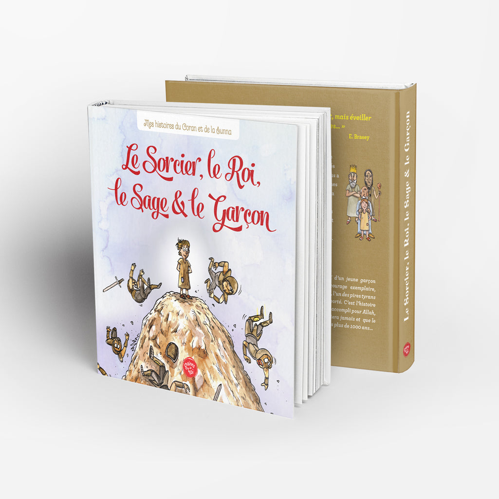 Livre pour enfants "Le Sorcier, Le Roi, Le Sage et le Garçon" de Graines De Foi, couverture avec illustration colorée.