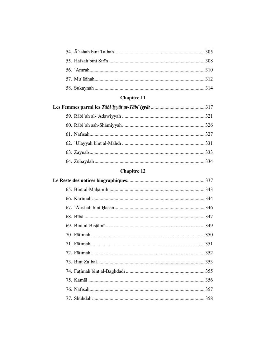 Sommaire des Grandes Femmes de l'Islam, page 4 sur 5, biographies féminines du Siyar