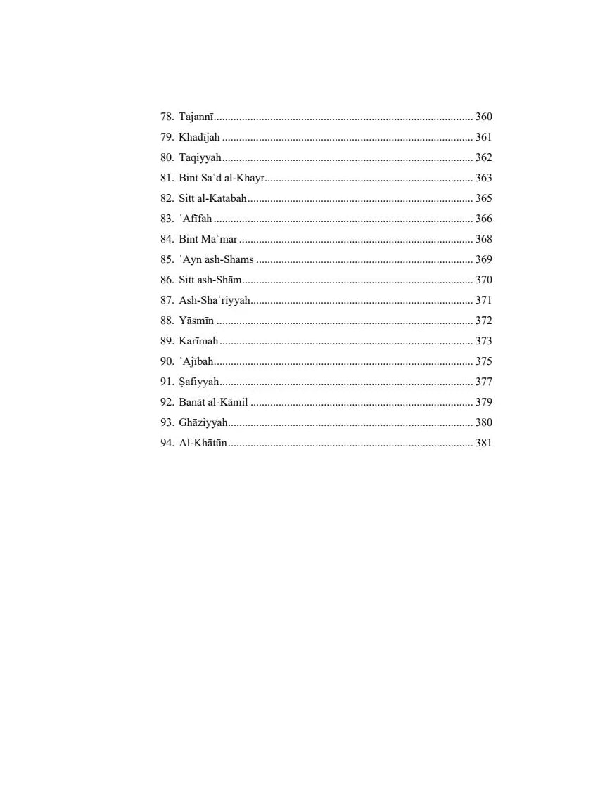 Sommaire des Grandes Femmes de l'Islam, page 5 sur 5, biographies féminines du Siyar