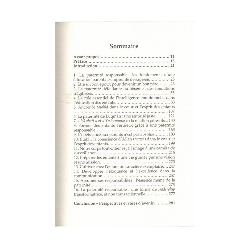 Sommaire du Guide du père musulman, page 1 sur 1, la paternité selon la sourate Luqmân