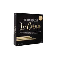 Jeu éducatif familial sur le Coran noir par Hadieth Benelux, avec cartes colorées et instructions incluses.