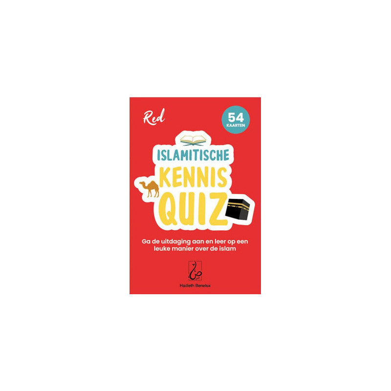 Jeu éducatif Quiz Connaissance sur l'Islam de Hadieth Benelux avec 54 cartes en turquoise, version française.