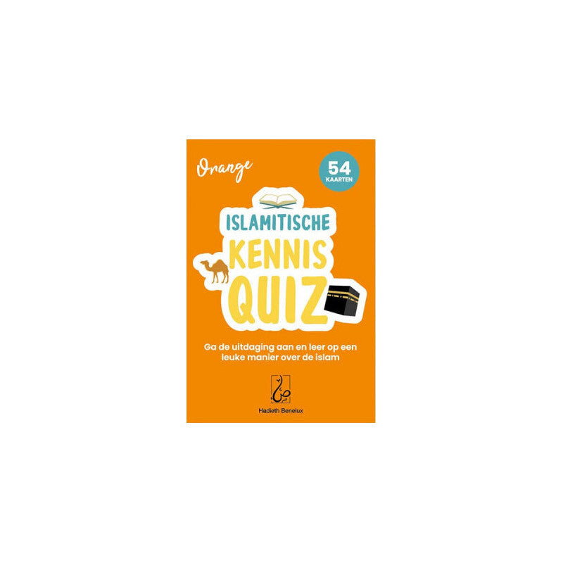 Jeu éducatif Quiz Connaissance sur l'Islam Hadieth Benelux avec 54 cartes en turquoise, version française.