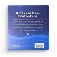 Livre pour enfants Histoires du Coran avant de dormir par Hadieth Benelux, destiné aux enfants à partir de 4 ans, couverture illustrée.