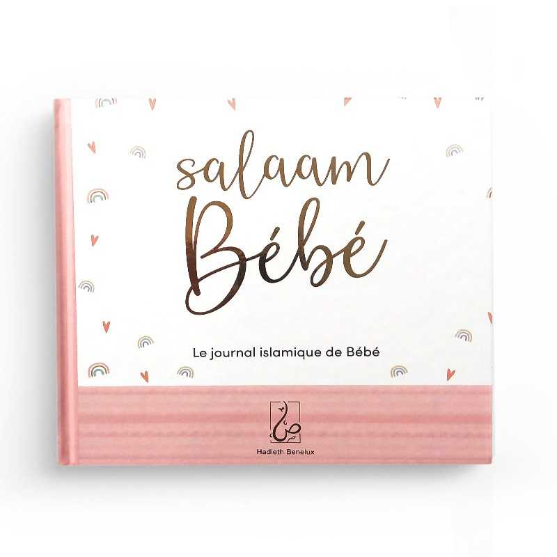 Livre Salaam Bébé : Le Journal Islamique du Bébé par Hadieth Benelux, en rose et bleu, pour suivre la croissance de votre bébé islamique.