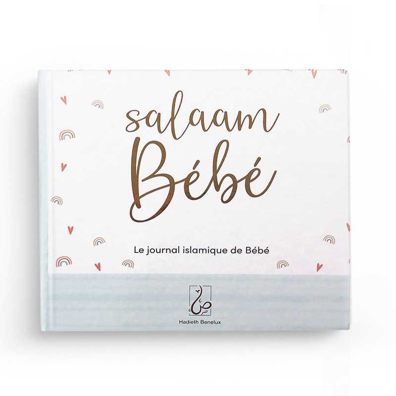 Livre Salaam Bébé de Hadieth Benelux avec couverture rose et bleu, journal islamique pour bébé, en format livre.
