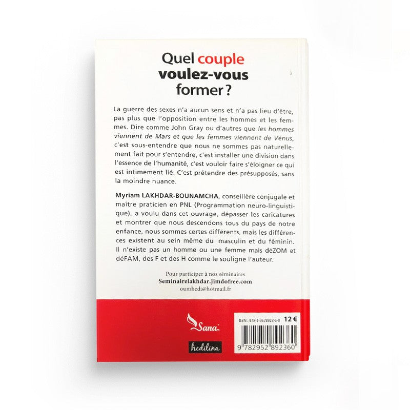 Livre "Quel couple voulez-vous former ?" de Myriam Lakhdar Bounamcha, couverture colorée avec illustrations et titre en évidence.