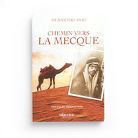 Livre "Chemin vers La Mecque" de Muhammad Asad, édition Héritage, couverture avec titre en texte blanc sur fond sombre.