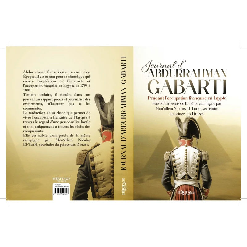 Livre Héritage Édition : Journal d'Abdurrahman Gabarti pendant l'occupation française en Égypte, pages illustrées et texte historique.