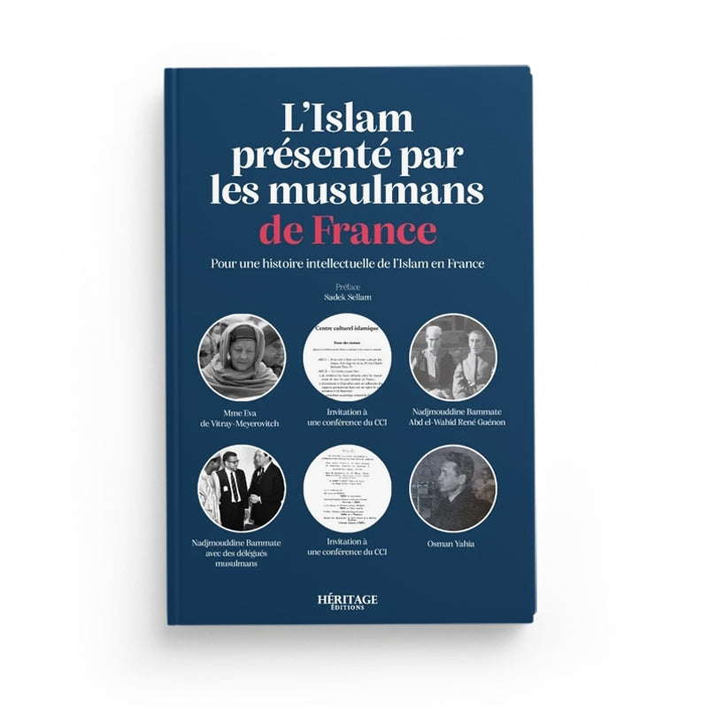 Livre Héritage Édition sur l'Islam en France, couverture avec titre en lettres blanches et design sobre, présentée à plat.