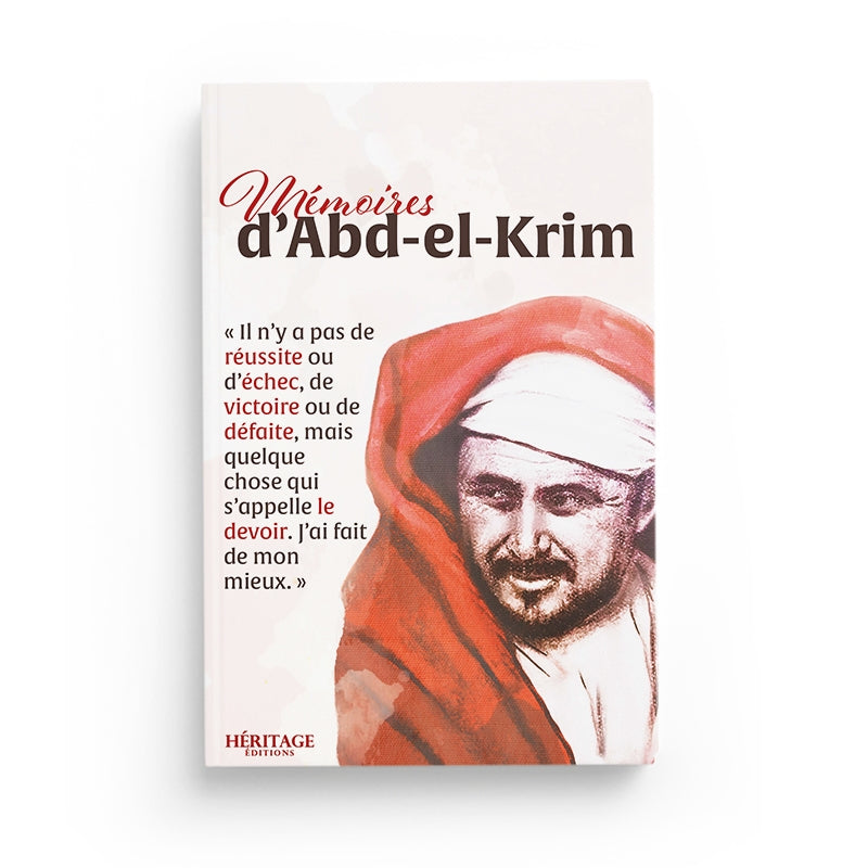 Livre Mémoires d'Abd-el-Krim Khattabi par Héritage Édition, couverture avec titre et logo sur fond clair.