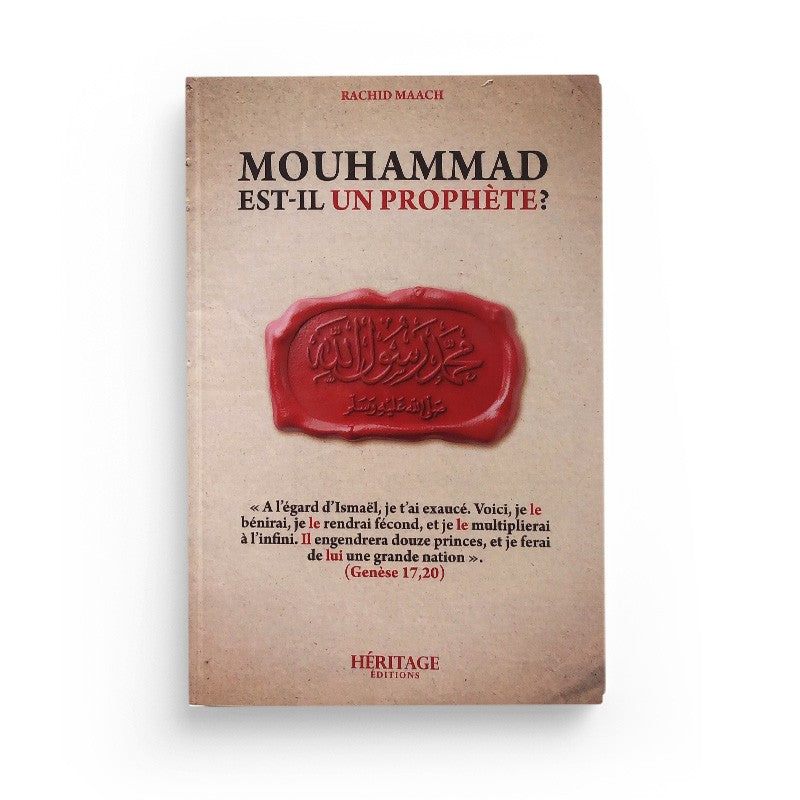 Livre "Mouhammad est-il un Prophète ?" de Rachid Maach, éditions Héritage, couverture avec titre et logo de l'éditeur