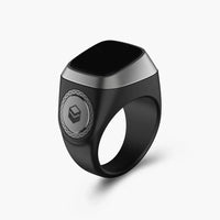 Bague Tasbih connectée Iqibla Zikr Ring en gris noir, compteur dhikr électronique intelligent élégant.