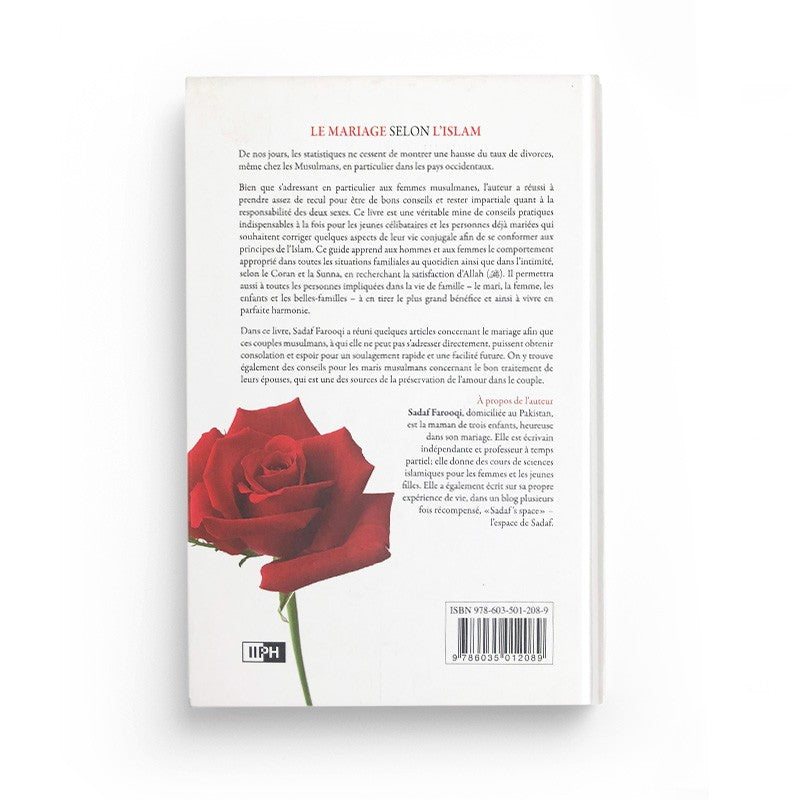Livre IIPH « Le Mariage Selon l'islam » de Sadaf Farooqi, couverture avec titre, conseils pratiques pour faire face aux épreuves.