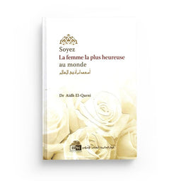 Livre "Soyez la femme la plus heureuse au monde" de Dr Aidh Al-Qarni, couverture avec titre et logo IIPH visible.