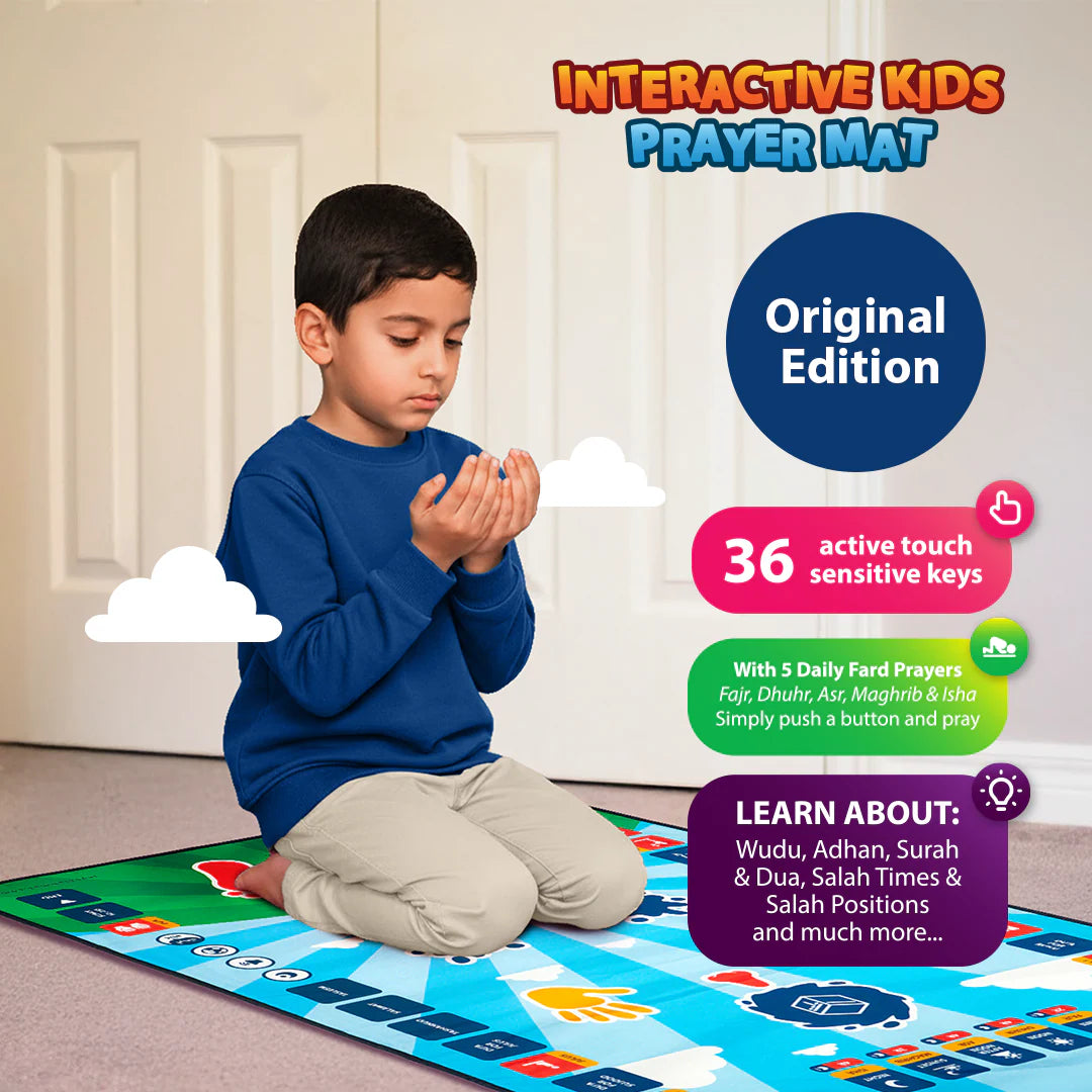 Tapis de Prière Interactif Intelligent pour Enfant - Bleu