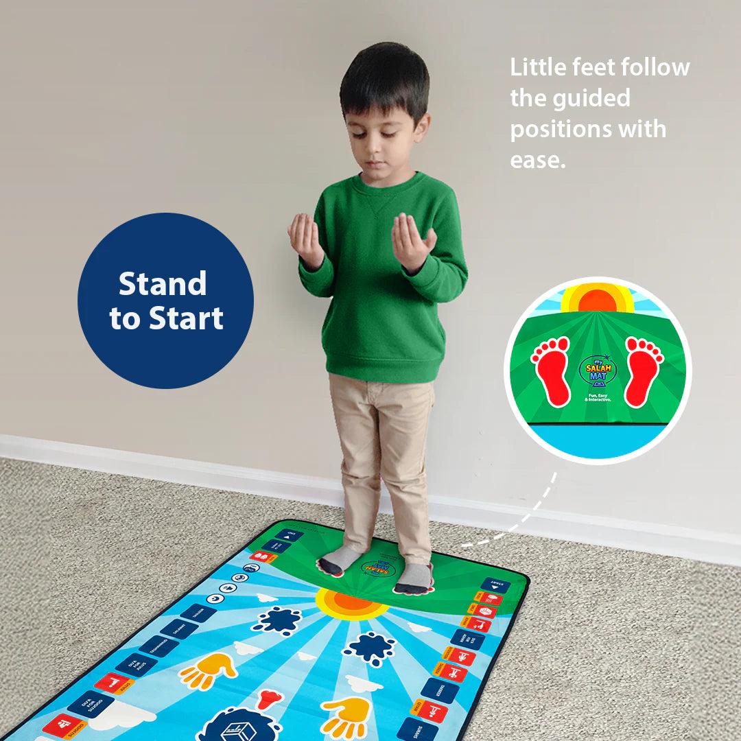 Tapis de Prière Interactif Intelligent pour Enfant - Bleu