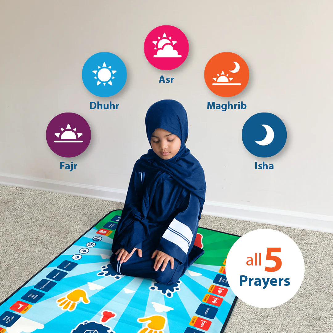 Tapis de Prière Interactif Intelligent pour Enfant - Bleu