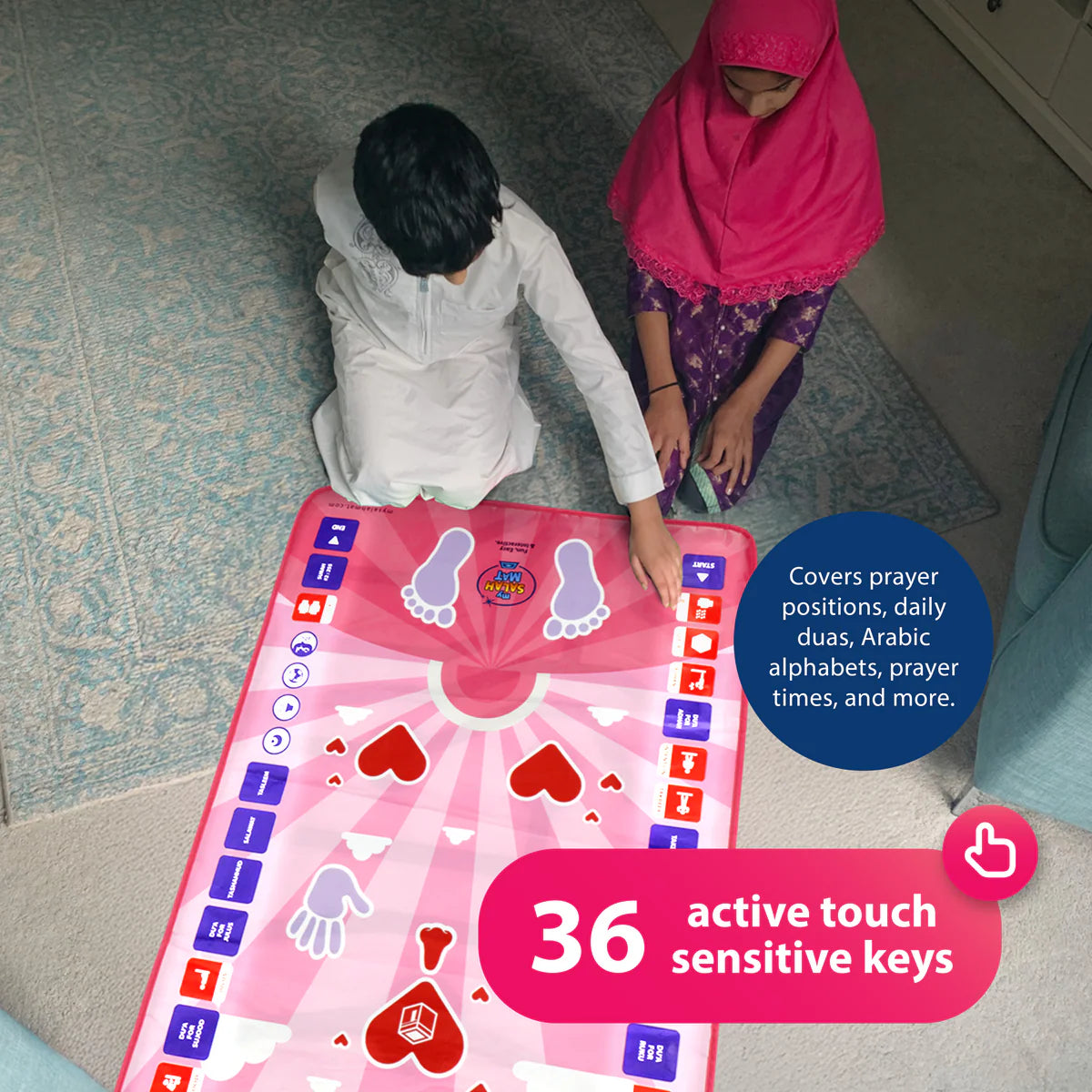 Tapis de Prière Interactif Intelligent pour Enfant - Rose