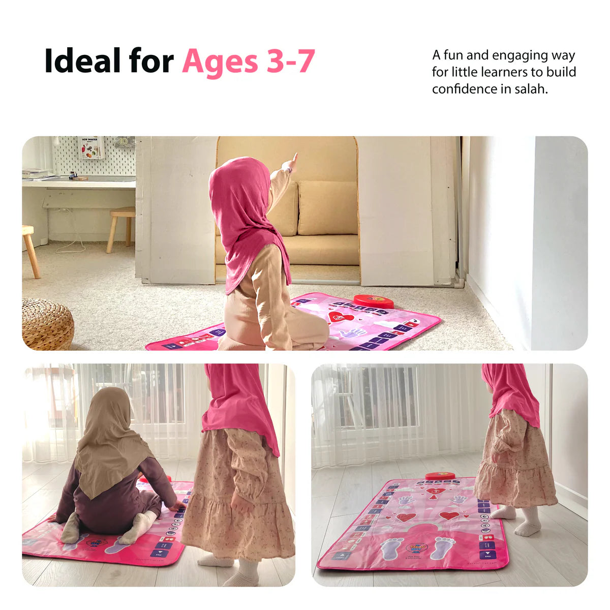 Tapis de Prière Interactif Intelligent pour Enfant - Rose